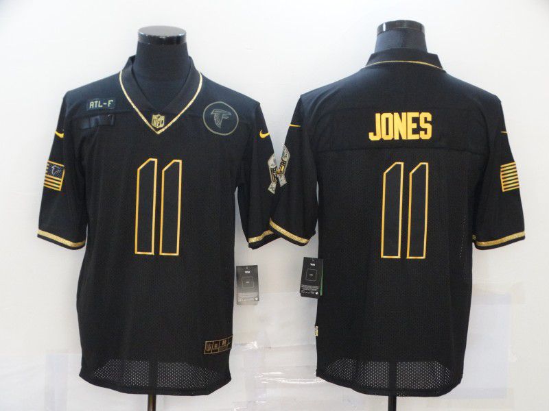 Men Atlanta Falcons #11 Jones Black Retro Gold Lettering 2020 Nike NFL Jersey->women nfl jersey->Women Jersey